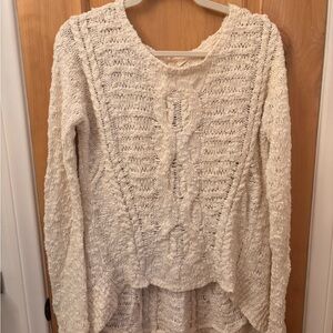 Moth Cream Cable Knit Scoop-Neck Sweater